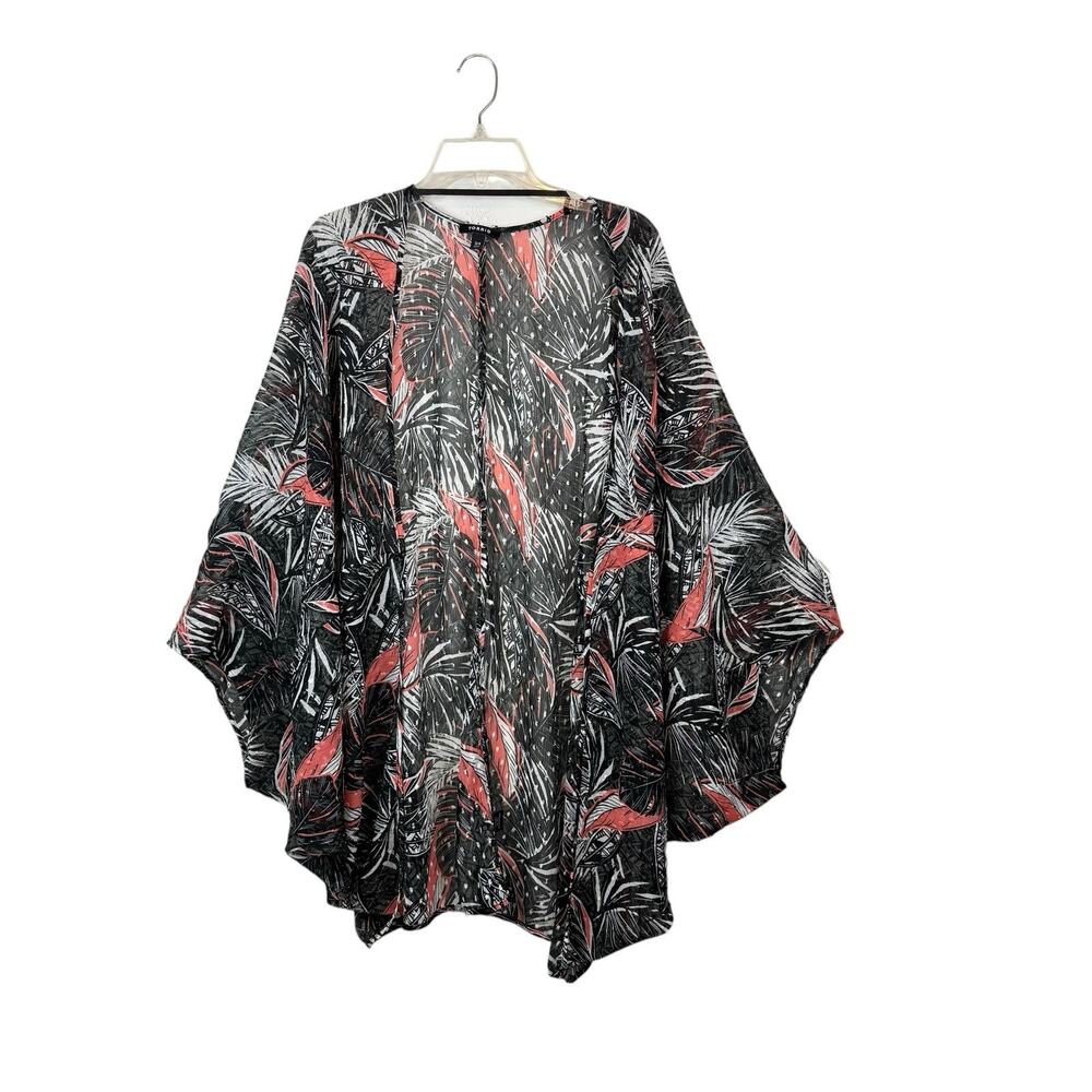 Torrid Black Coral Semi Sheer‎ Shrug Butterfly Sleeve Free Flowing Plus Sz 3/4